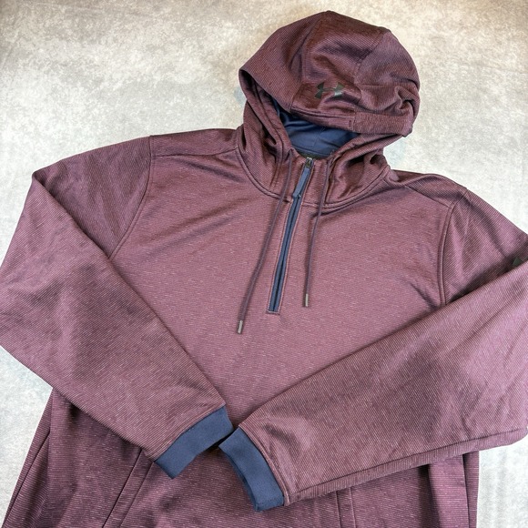Under Armour Other - Under Armour Hoodie Mens 2XL Purple Burgundy Long Sleeve 1/4 Zip Pullover